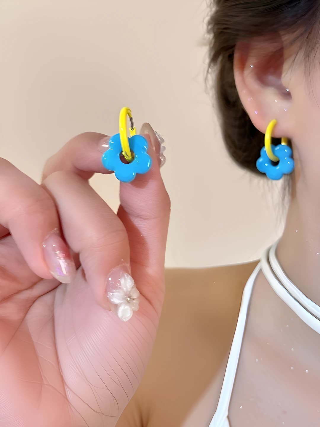 4# Синие цветы кольца пара сталь