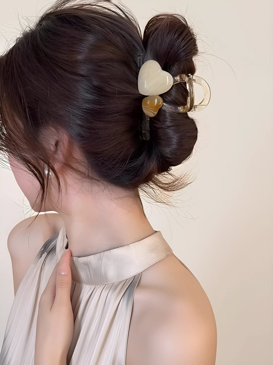 9# (Средний) Кофейный прозрачный сердечко зажим 8cm
