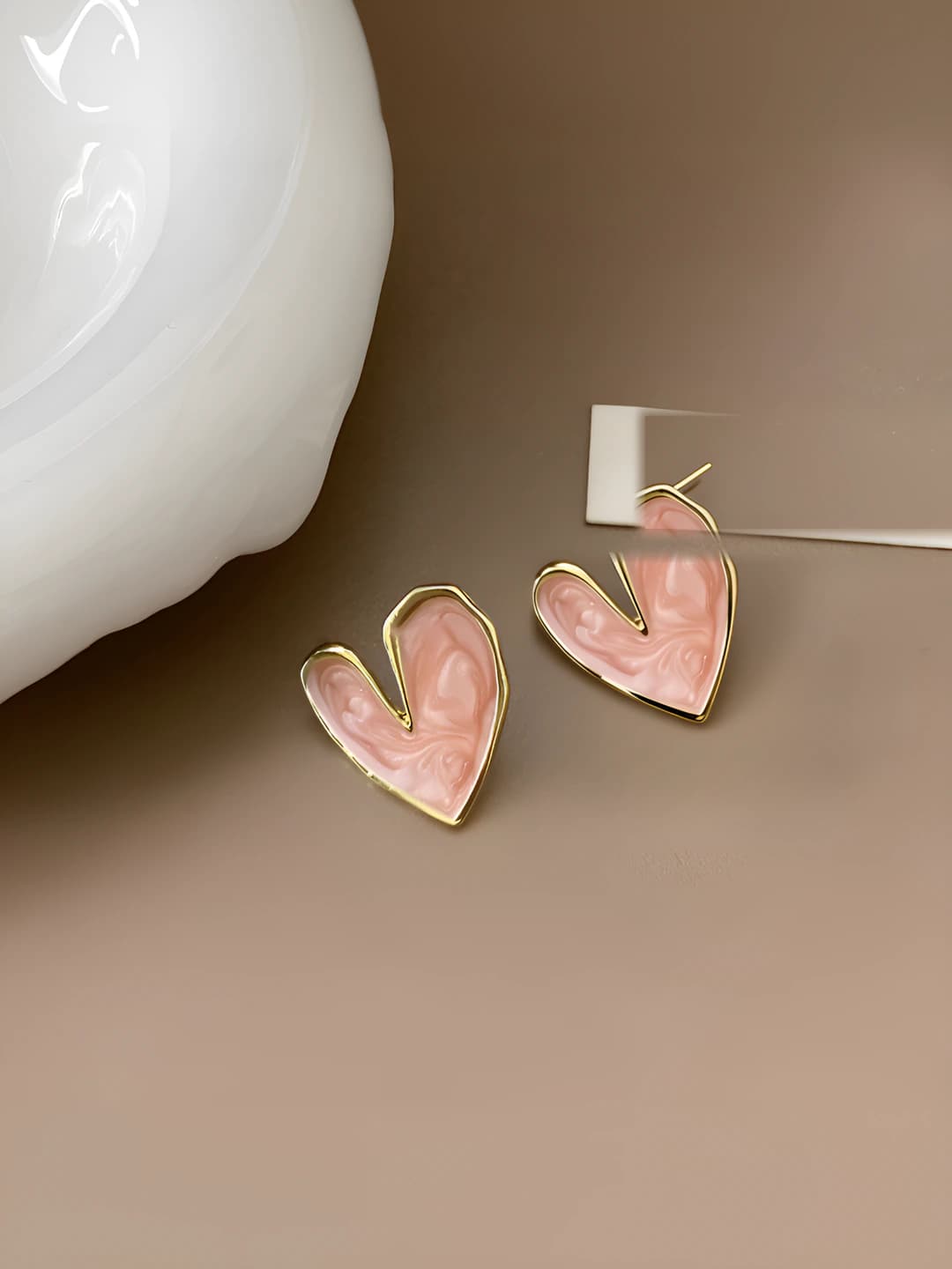90# Silver post - Gold - Pearl pink heart