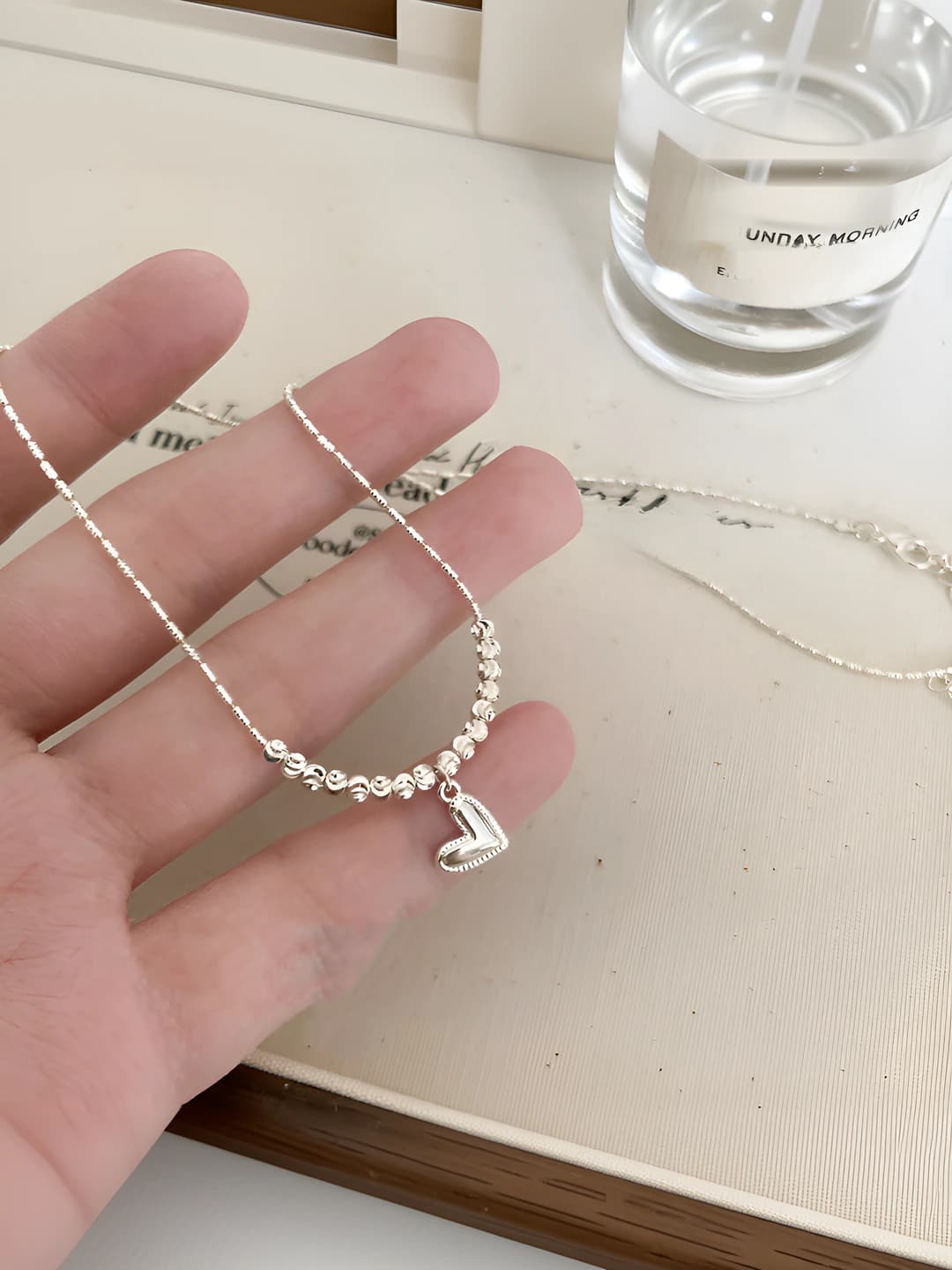 Women's heart pendant necklace, metal, 41-50 cm, design element: heart, style: fashion OL