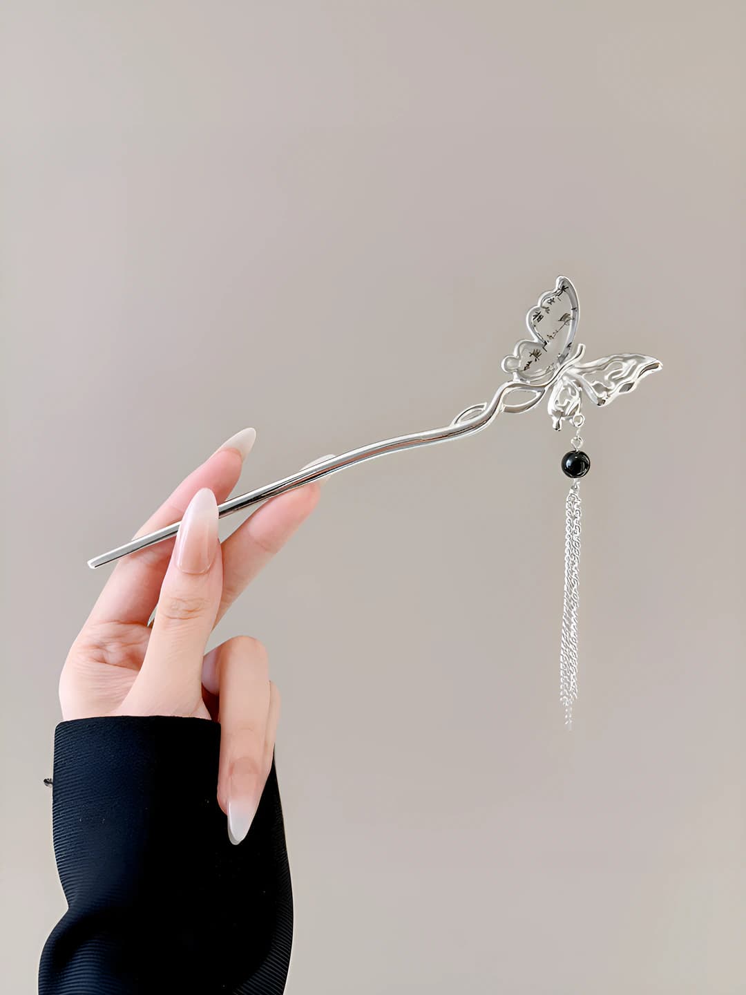 3# Black butterfly hair pin