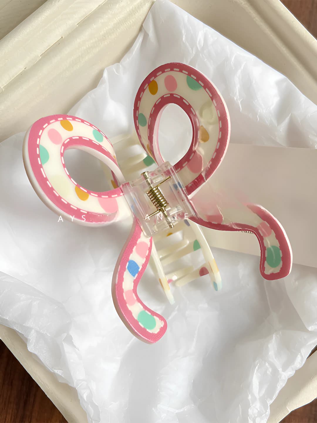 #3 Multicolour polka dot bow
