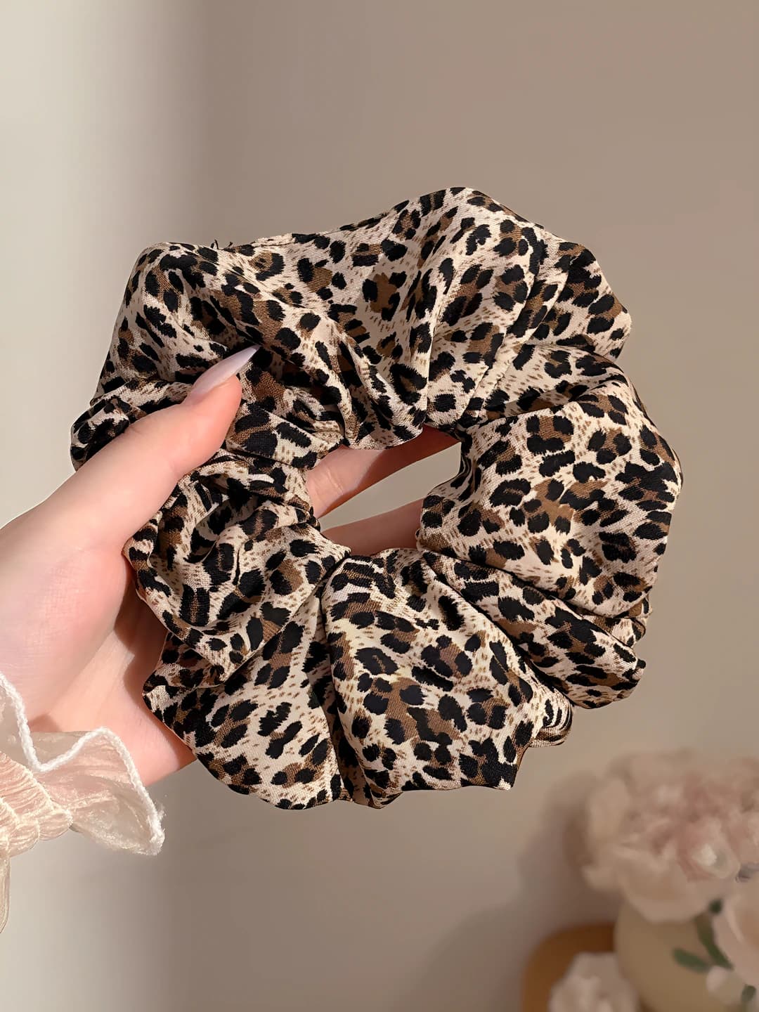 Small leopard hair tie approx 16 cm