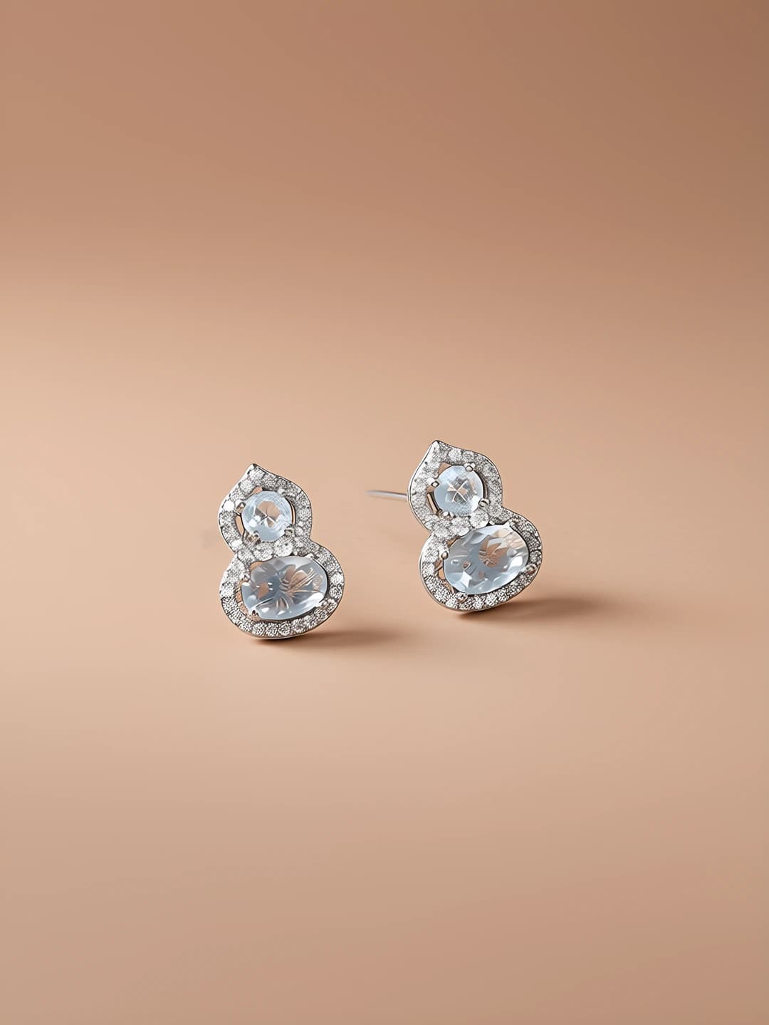 Blue zircon gourd studs