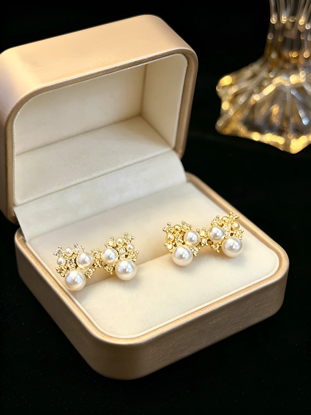 925 silver bow pearl stud