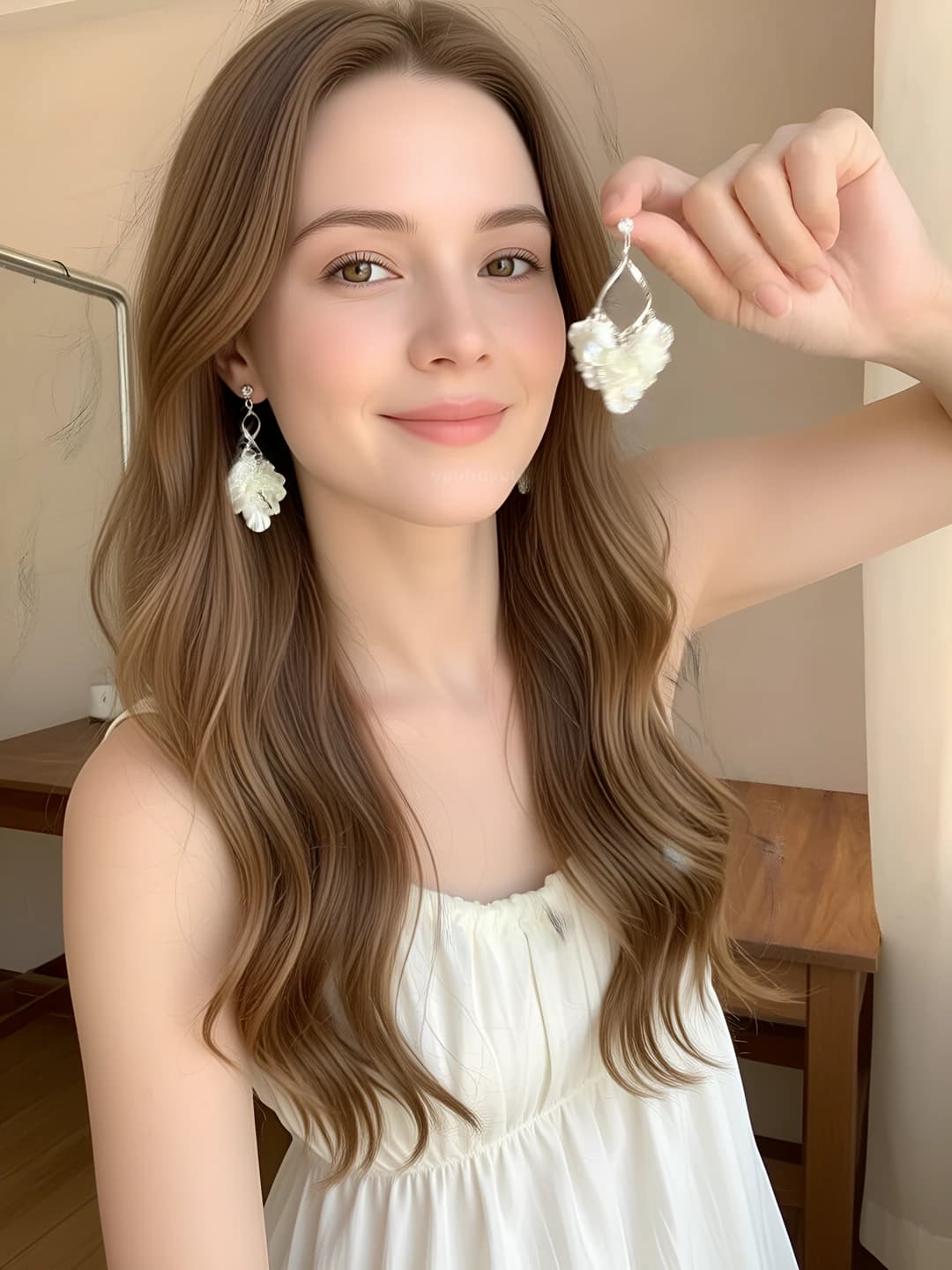 Shell petal drop earrings
