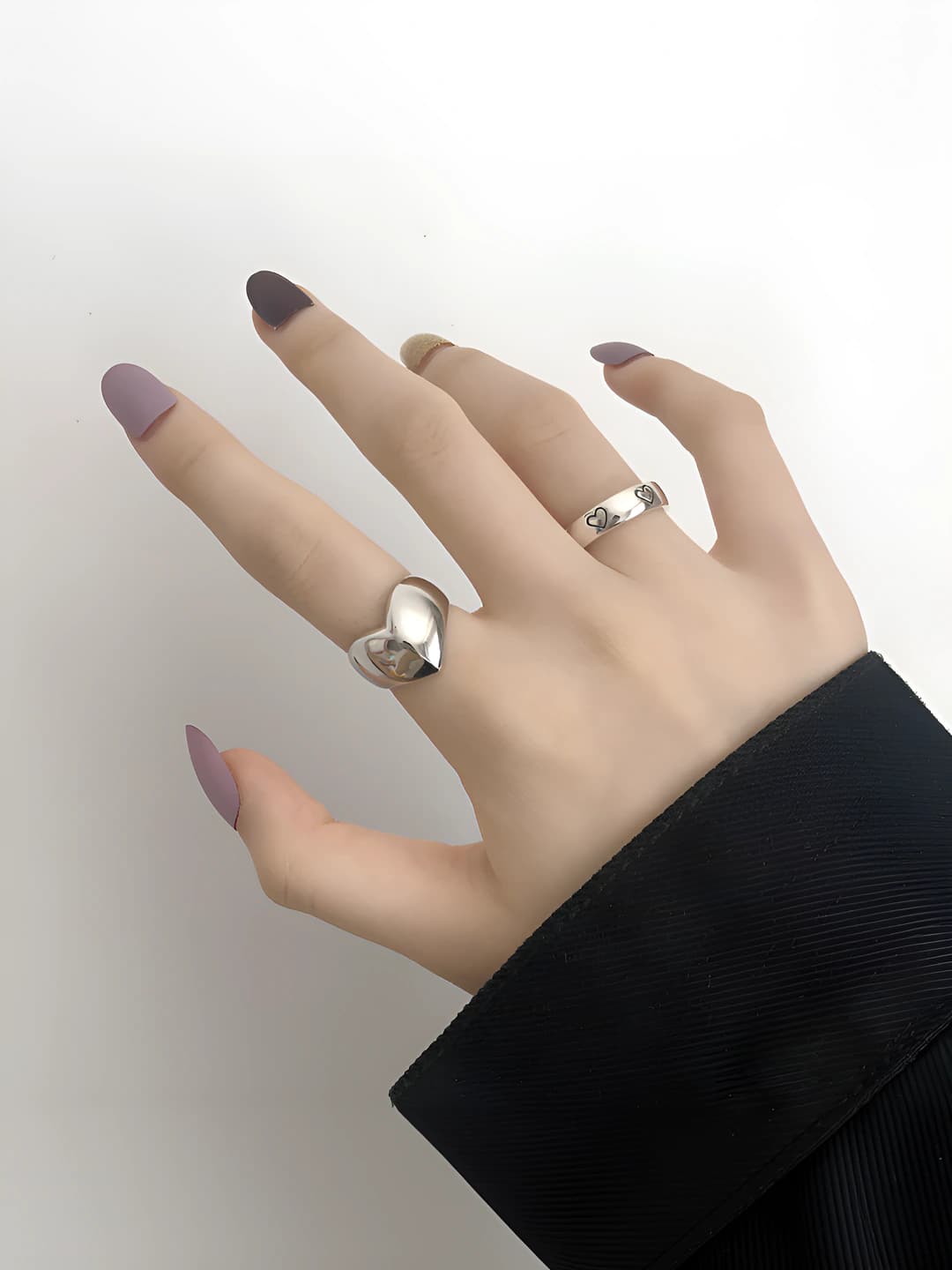 Women's heart-shaped open ring, copper, retro, sweet and cool style