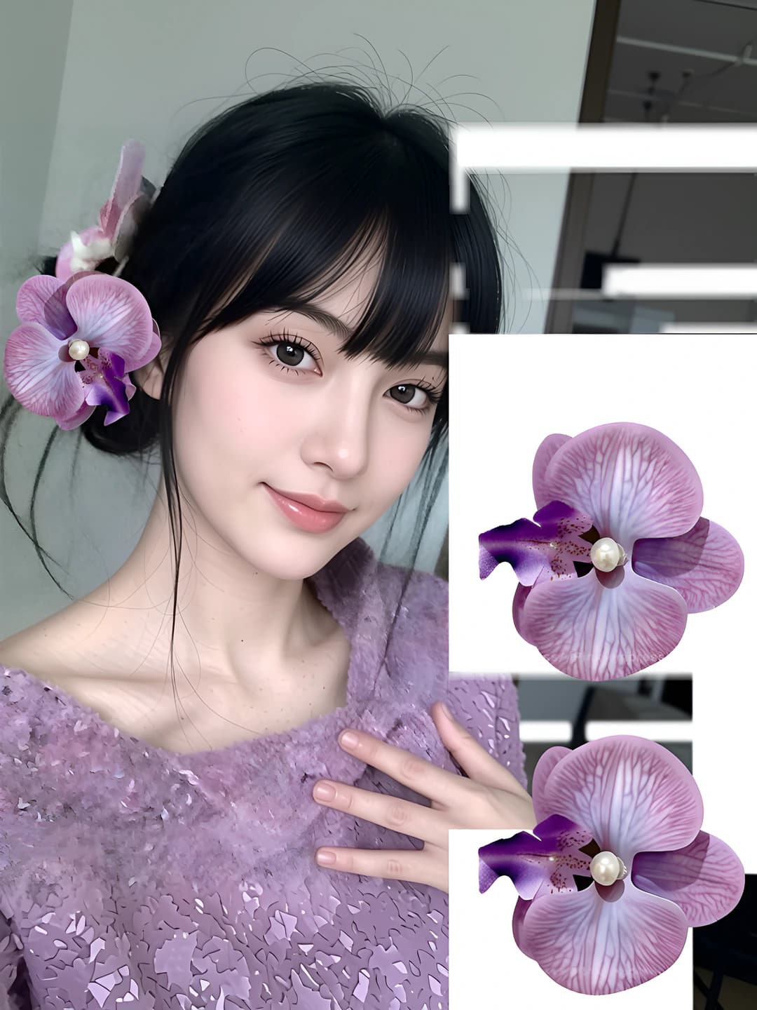 3# Purple phalaenopsis duckbill clip