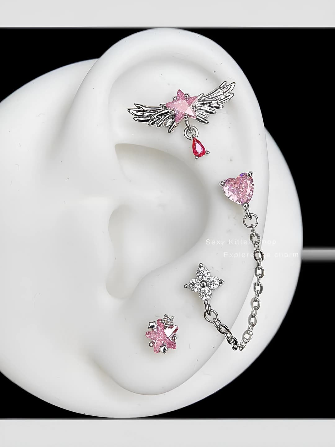 Chain ear cuff earrings for women, Y2K style, OL office style
