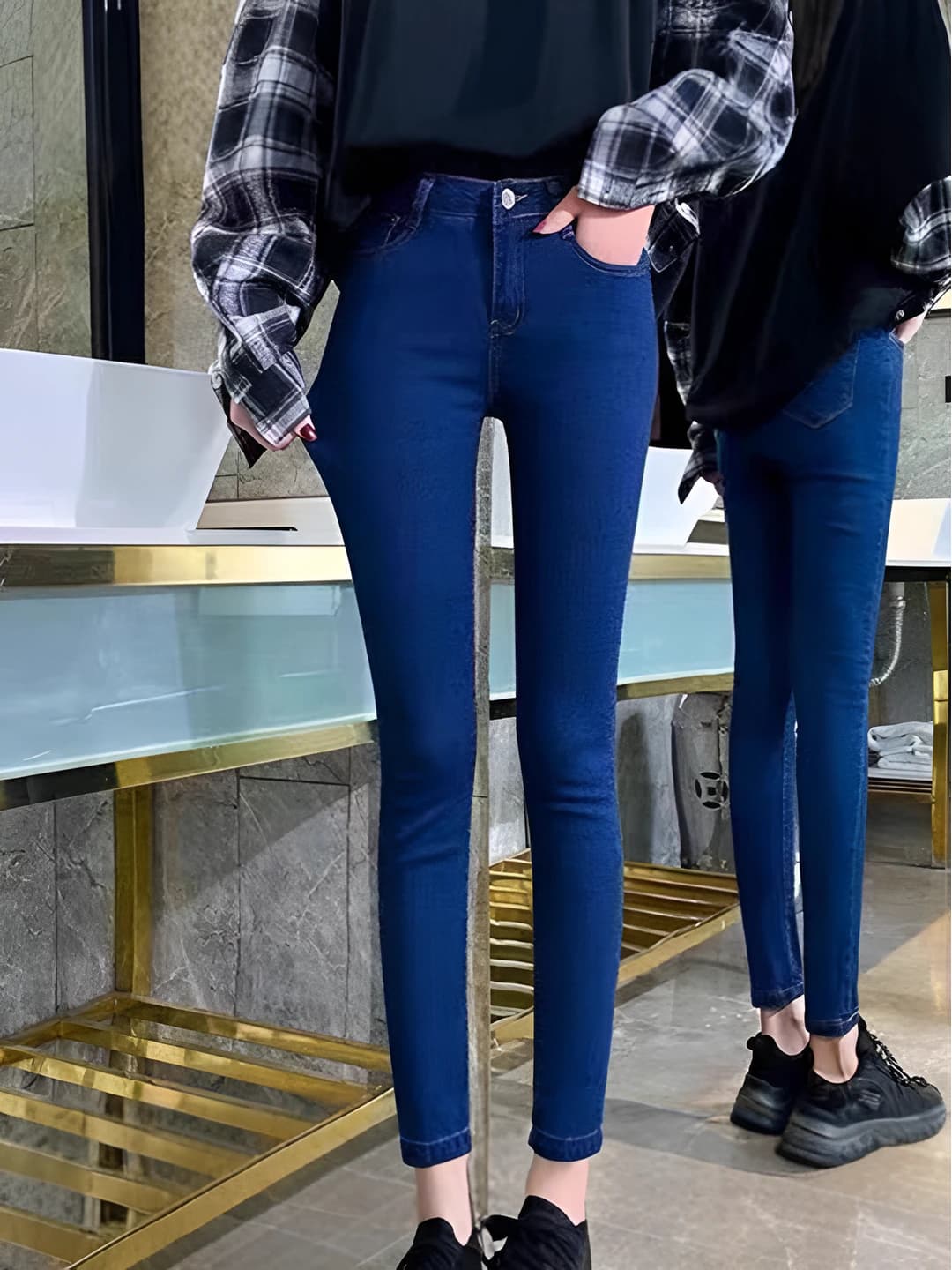 Women's high waist slim fit slimming ankle-length jeans, plus size, 2026