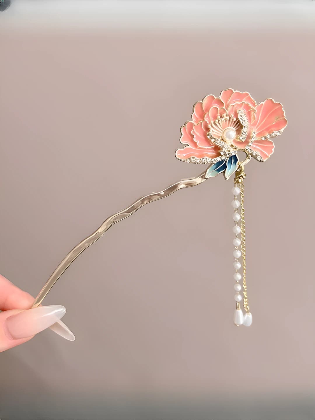 1# Peony flower hairpin
