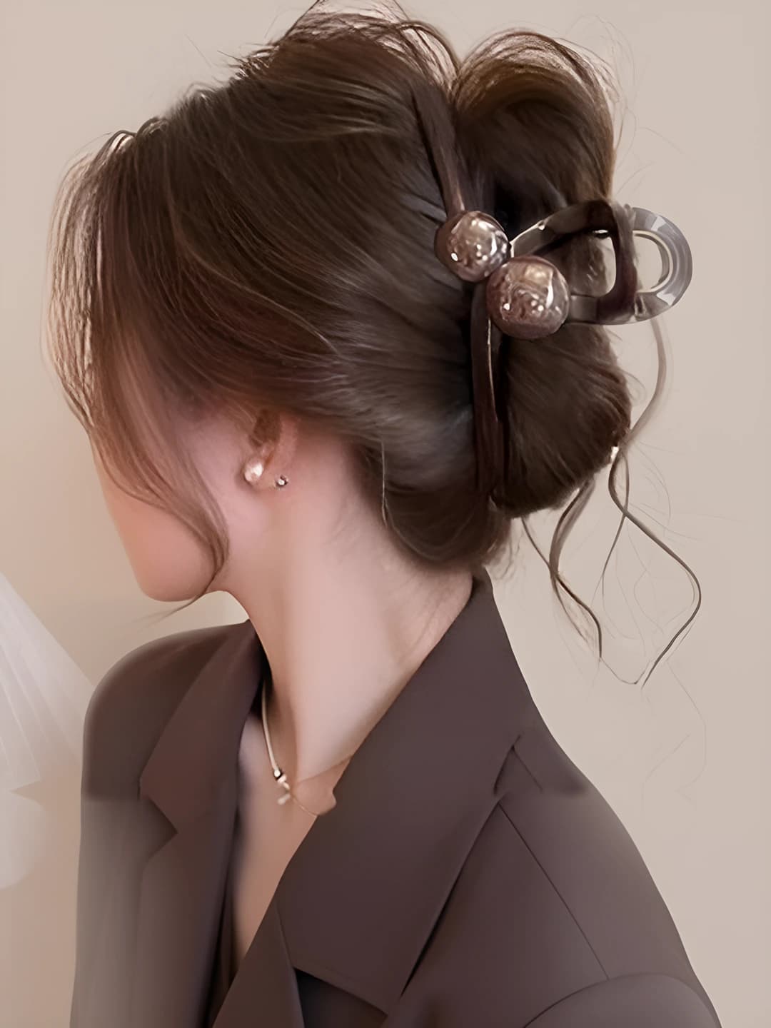 Crossed Double Beads, Coffee Brown, 13 cm