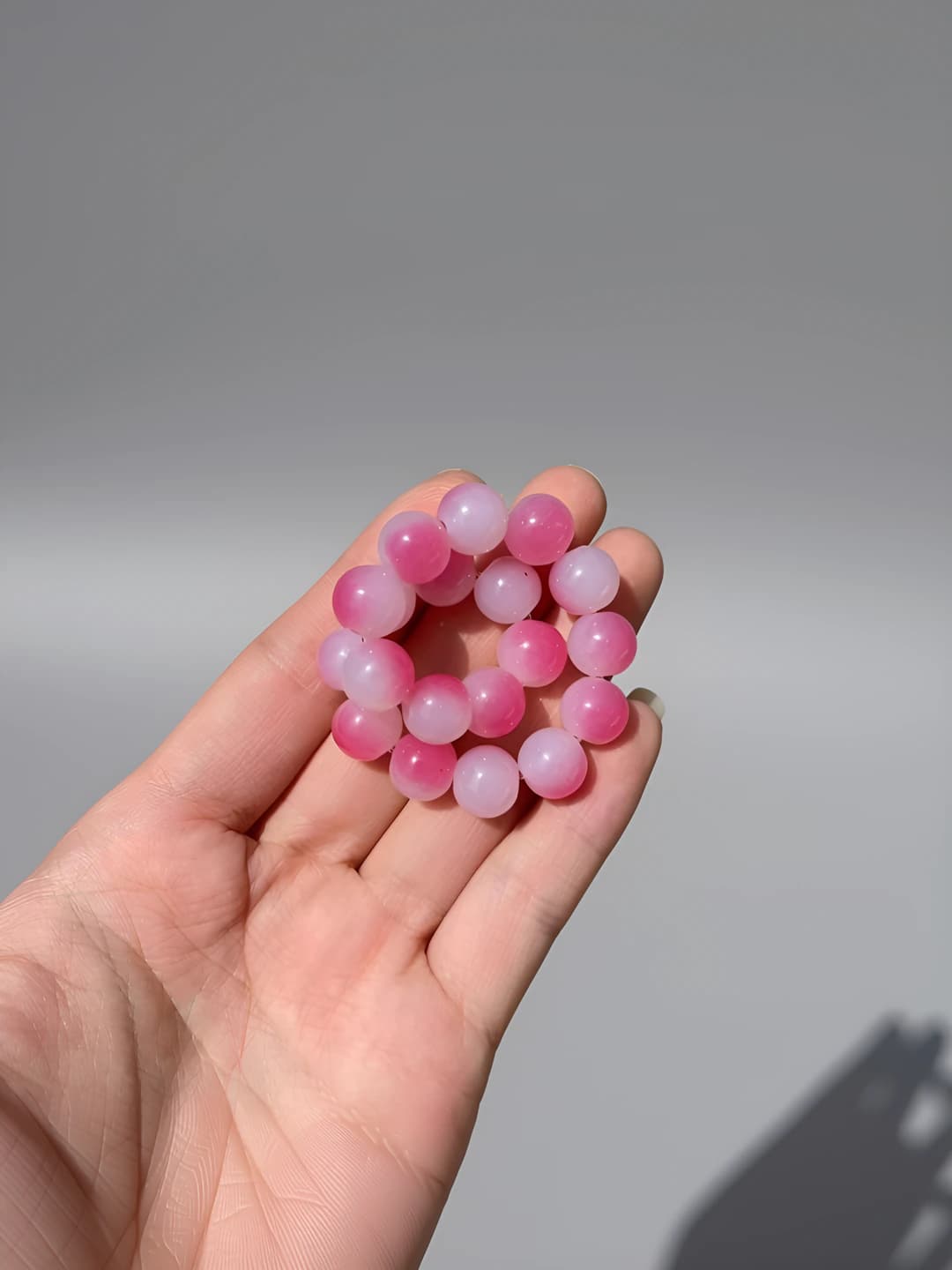 S071-[10mm маленький ледяной прозрачный розовый] стекло