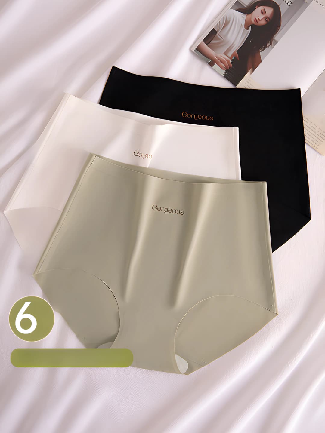 Women's shapewear briefs: high waist, seamless, thin, ice-silk fabric, breathable, solid colour, summer, sports