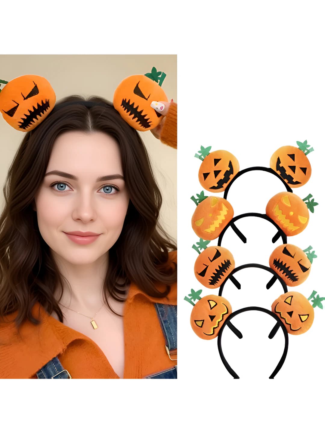 Ayollar uchun baxmal obodok: Halloween qovun va iblis naqshli, qo'lda ishlangan, kospley va sahna uchun