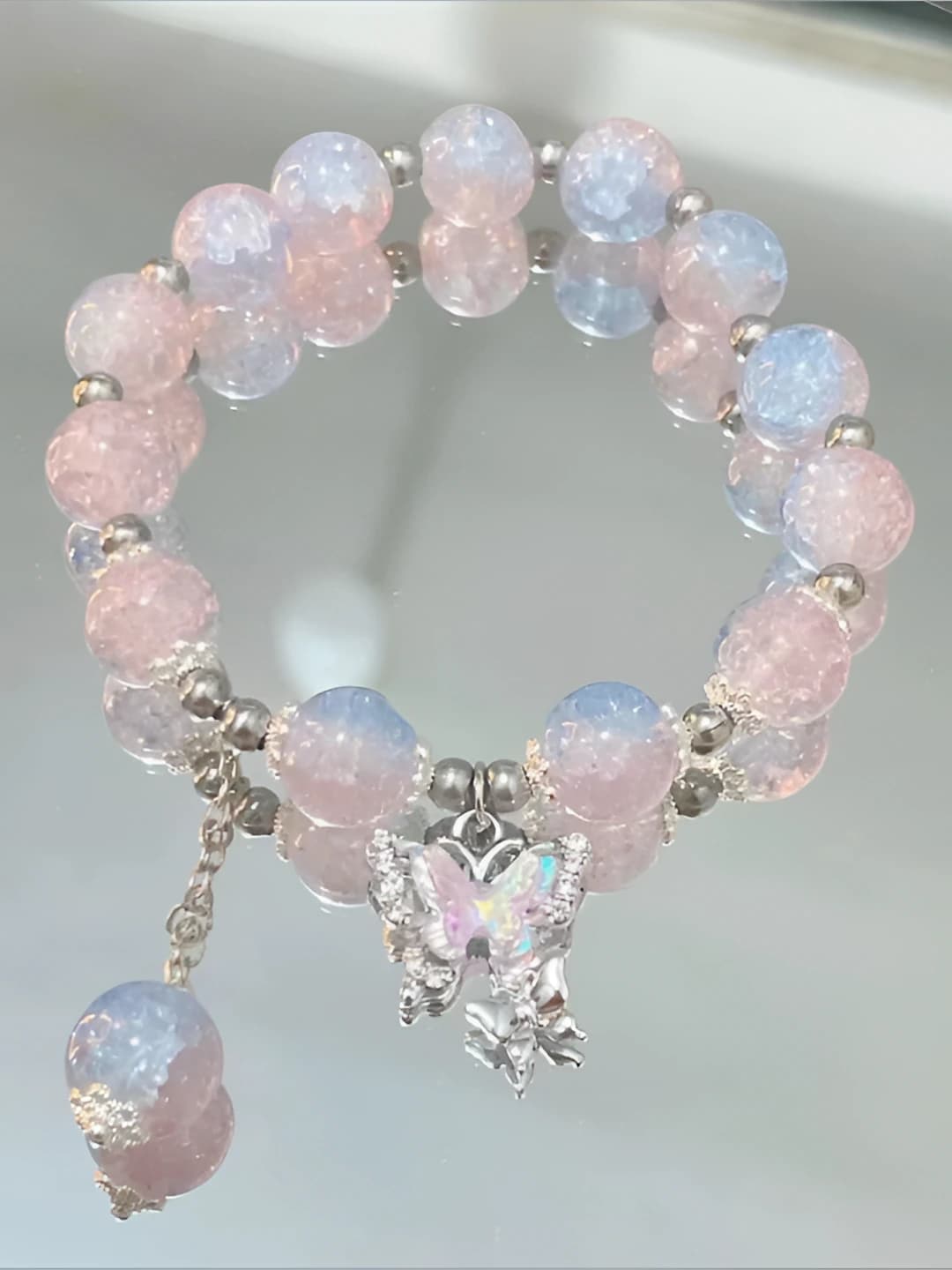 Pink butterfly bracelet