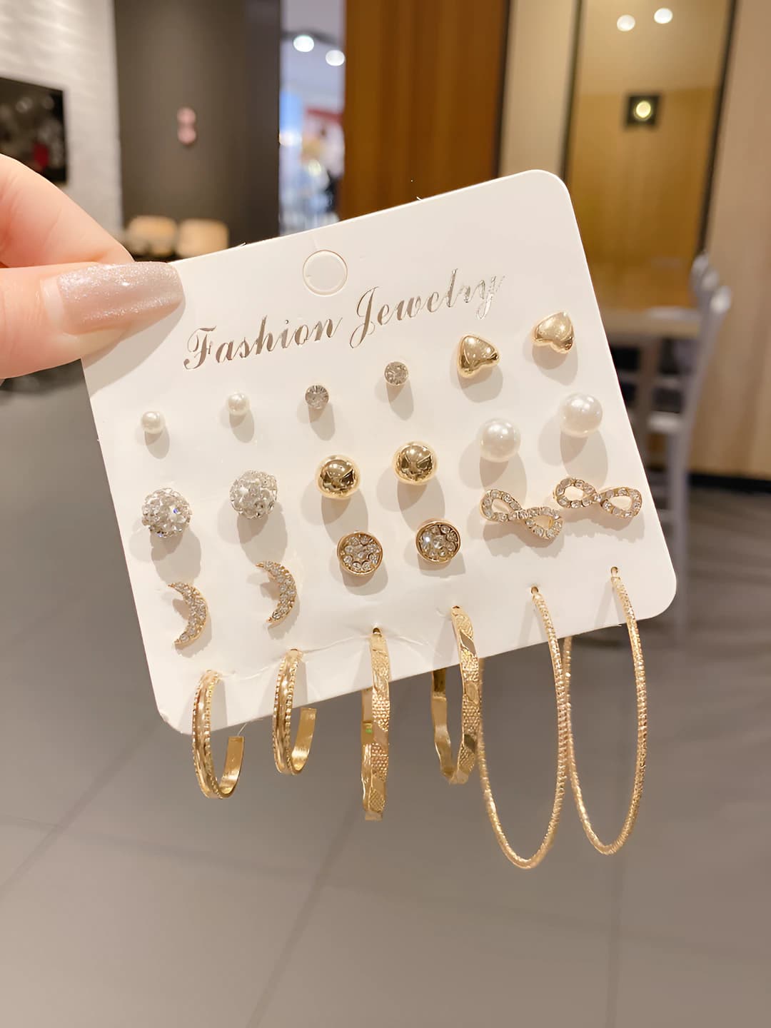 12-piece set, large hoops, gold