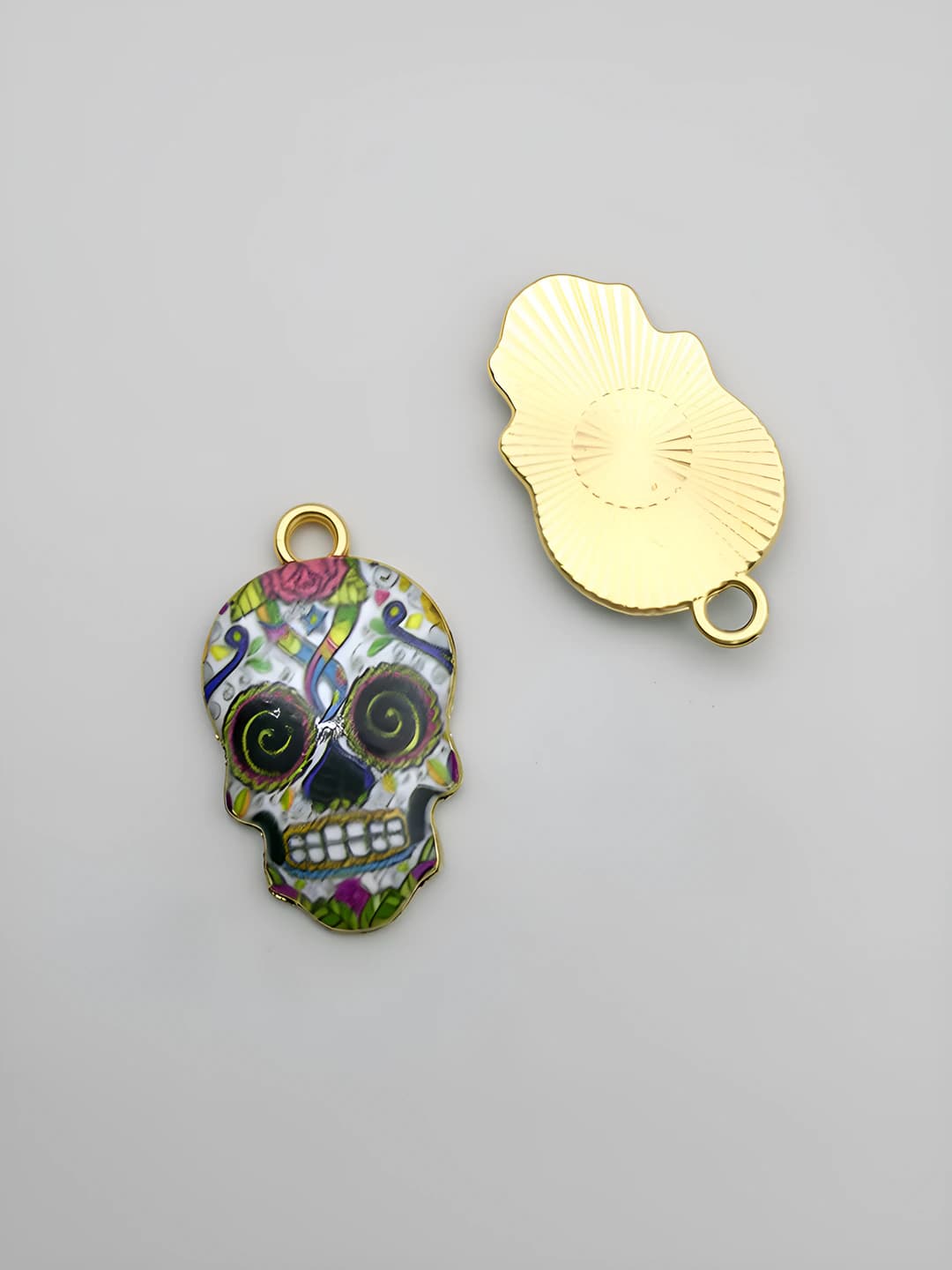 1 шт KC золото, принт Хэллоуин, череп, 14x22mm, 1.2g, 12473