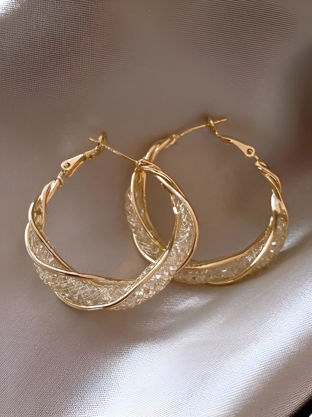 2-Gold twisted hoop earring