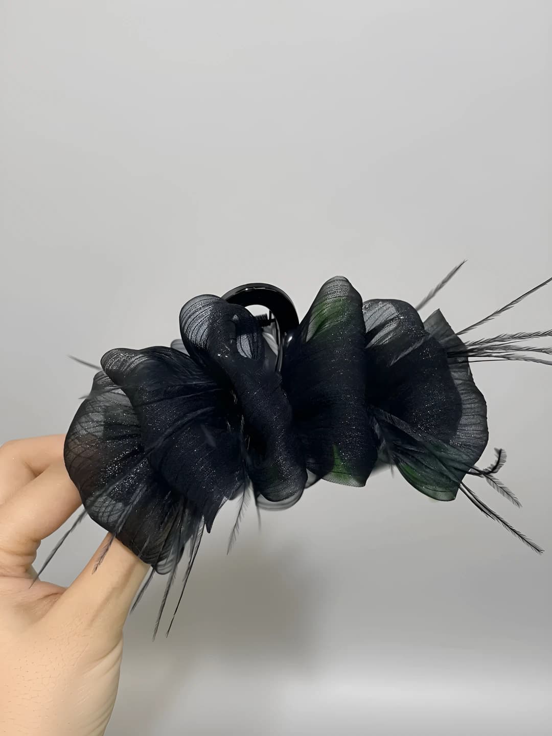 13cm Bubble fabric claw clip [Black]