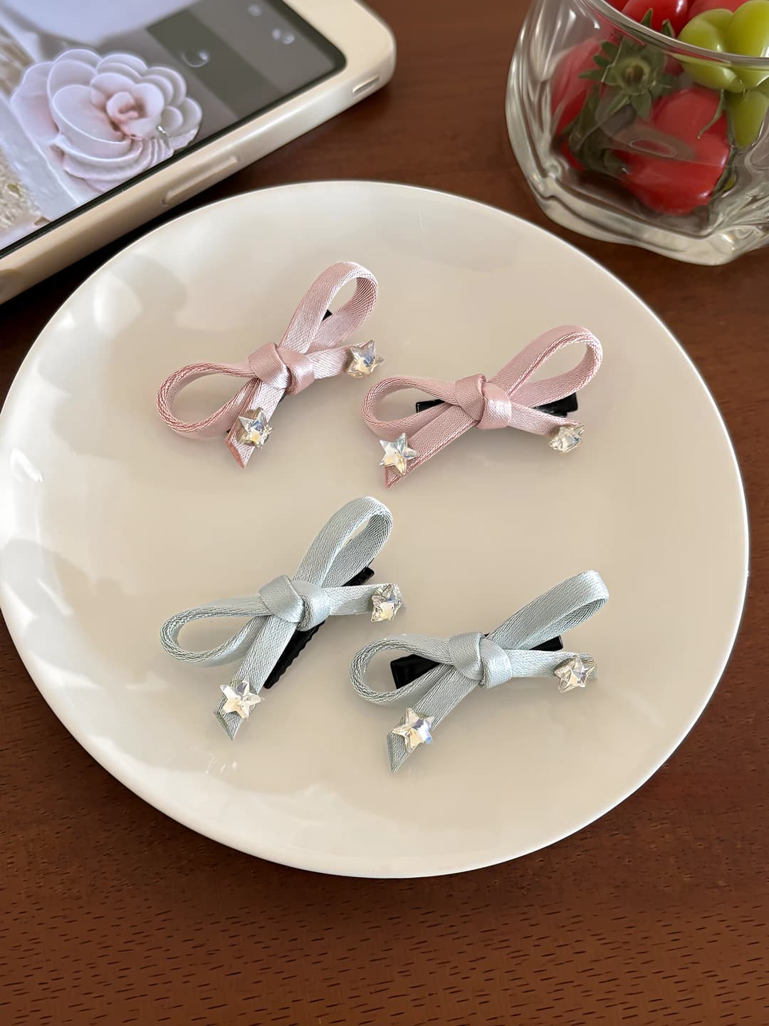 Women's hair clips: rhinestone star bow, sweet girl, bangs clip, side clip, cute daily hair accessory, high appearance
