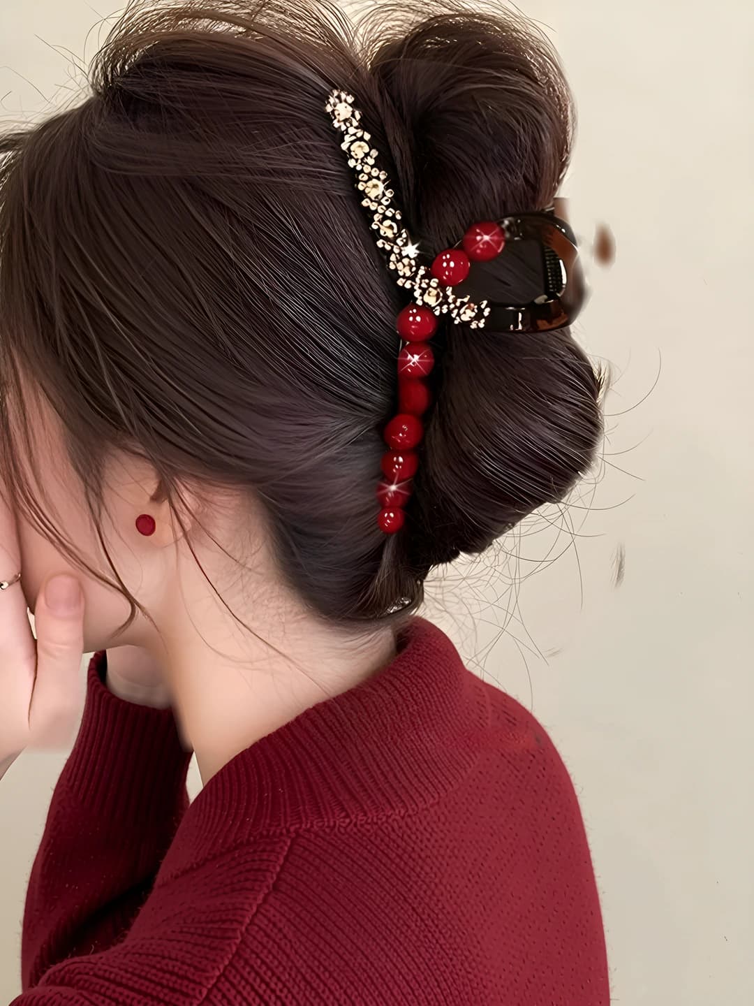 Red Bead Clip, 13 cm