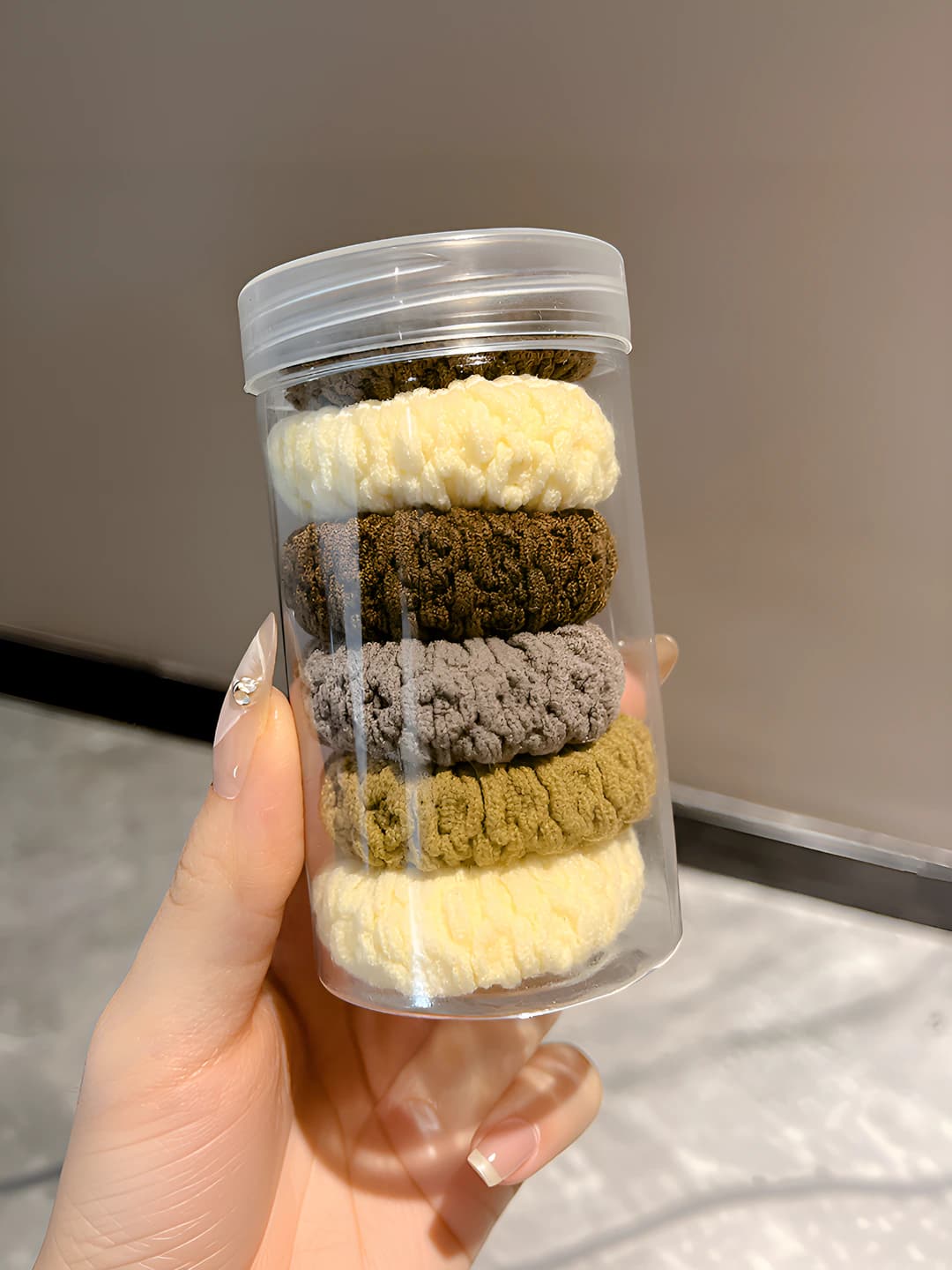 Mixed color jar extra thick hair tie 6 pcs