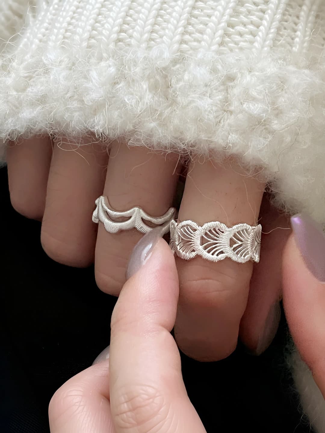 Women's open ring with geometric design in sweet cool style
