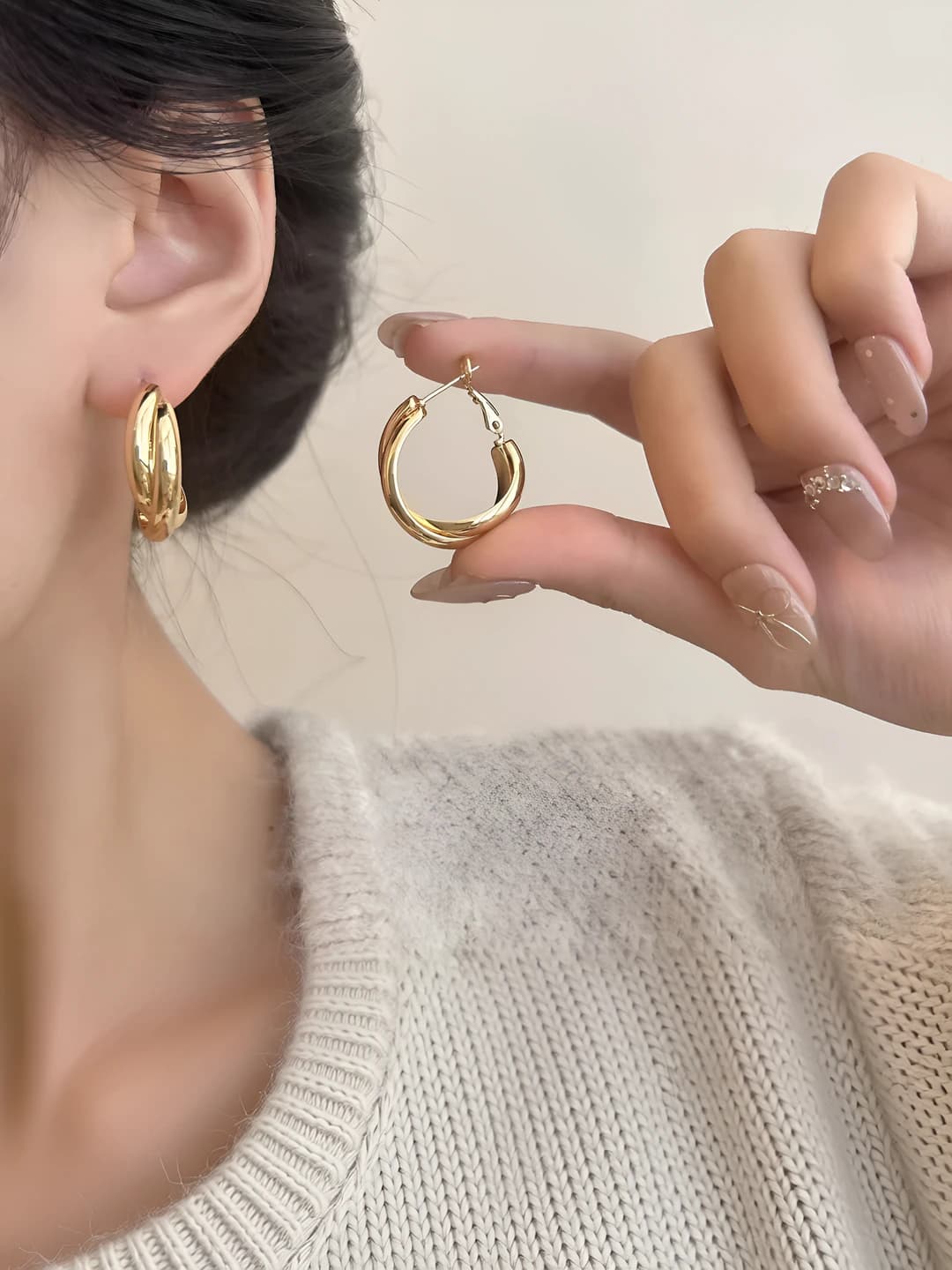 6# Золотые серьги 2cm