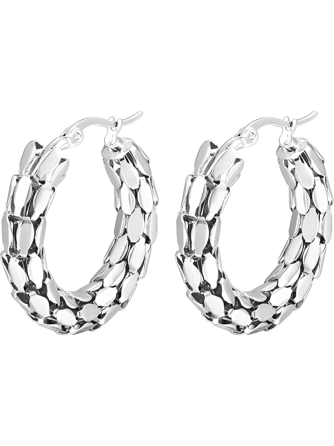 Snake scale earrings steel