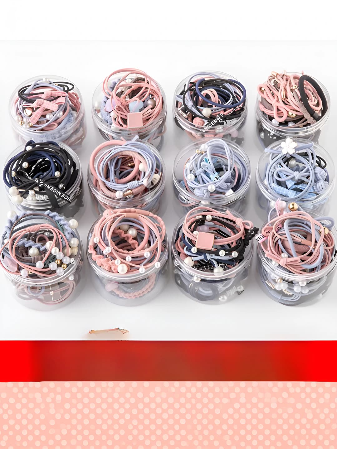 Ayollar uchun yozgi koreys uslubidagi yuqori elastik rezinkalar, plastik/resin, qo'lda ishlangan, xitoy tuguni dizayn elementi