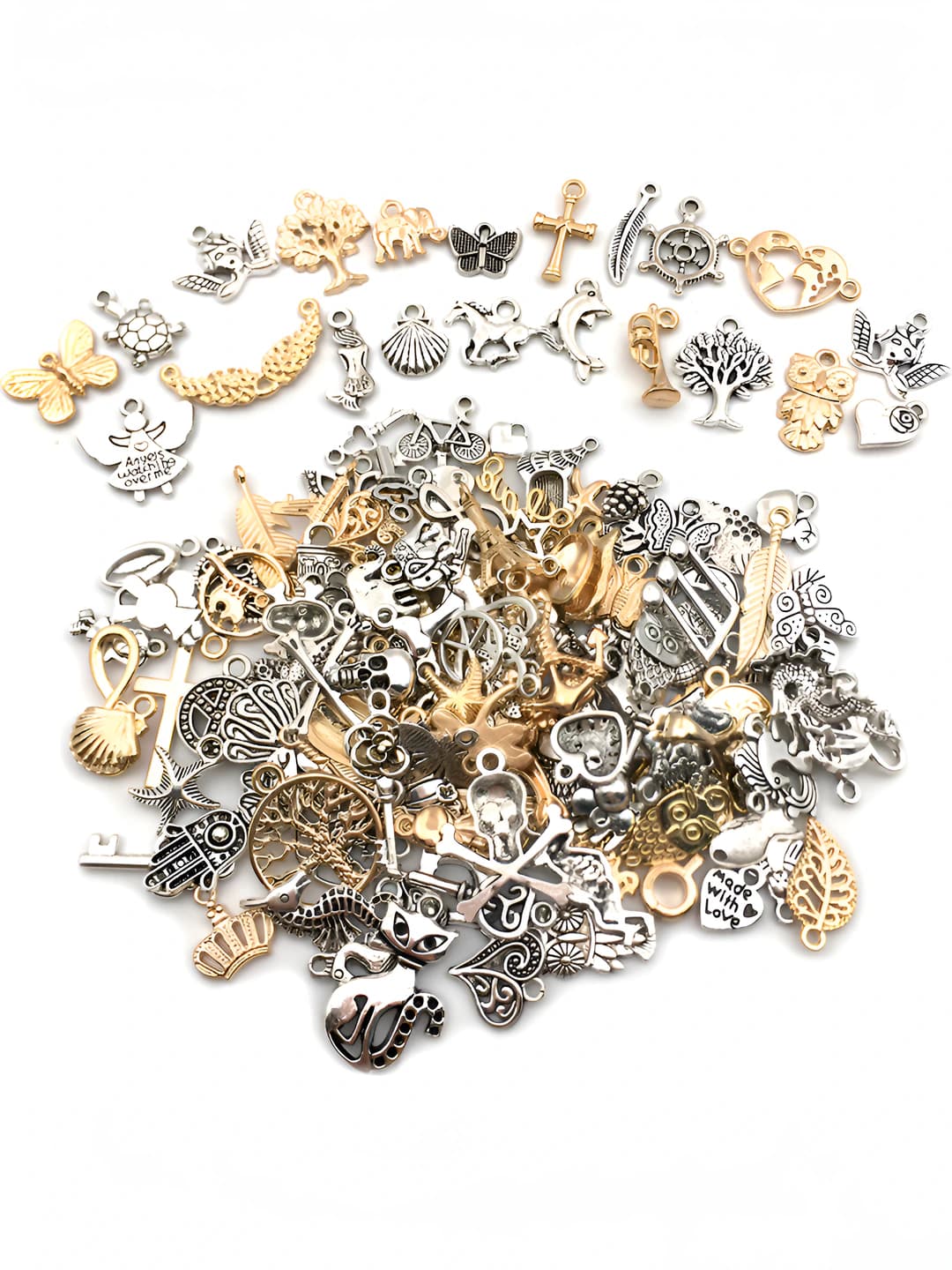 150 pcs mixed, 135g (100 dark silver + 50 gold)