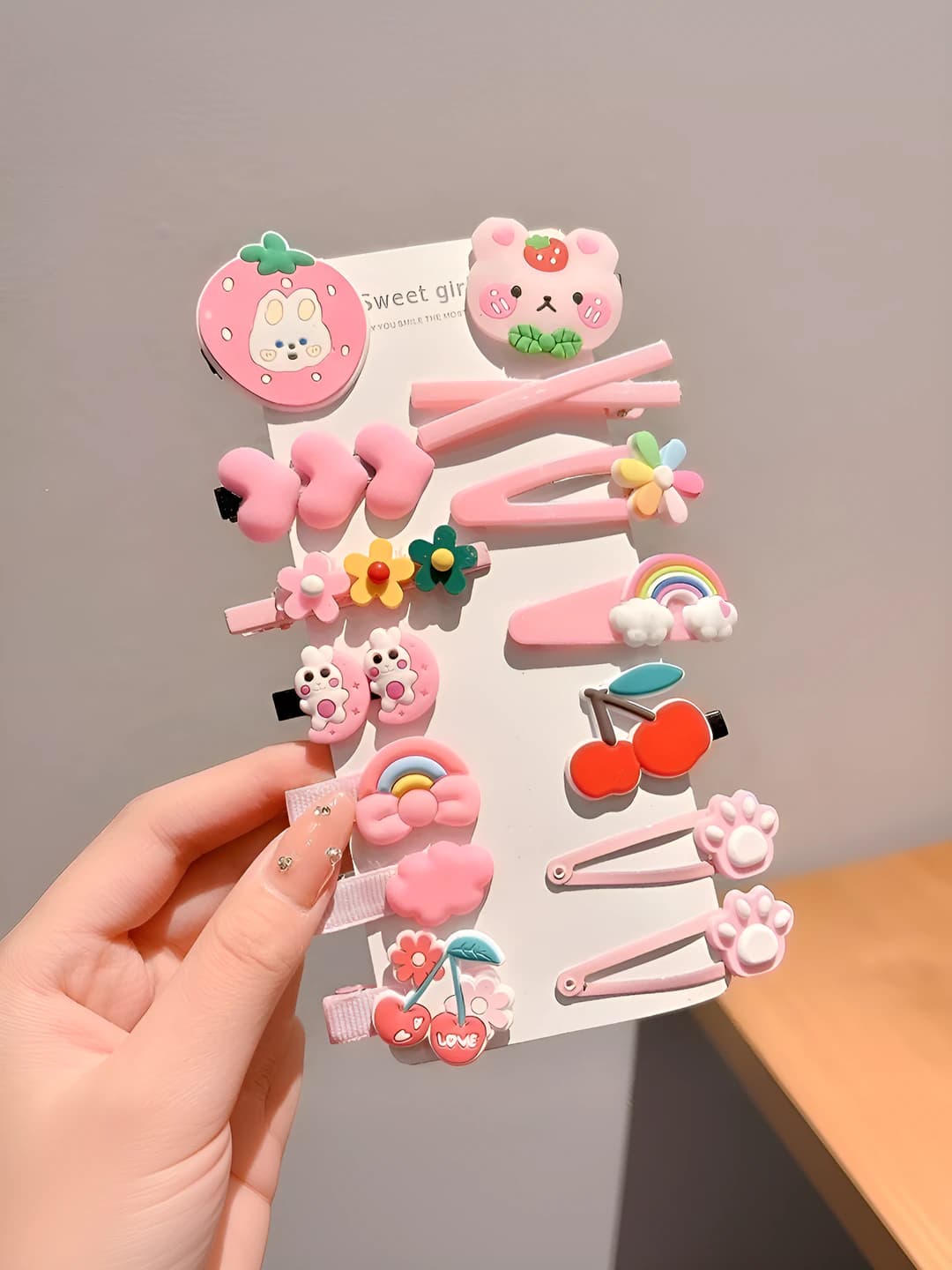 5# Pink strawberry rabbit 14 pcs