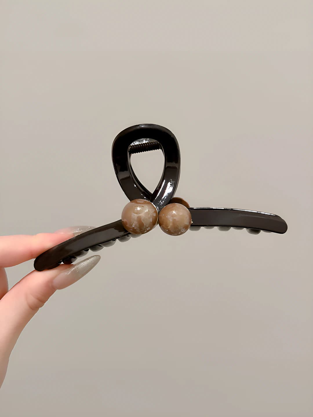 Crossed Double Beads, Coffee Brown, 13 cm