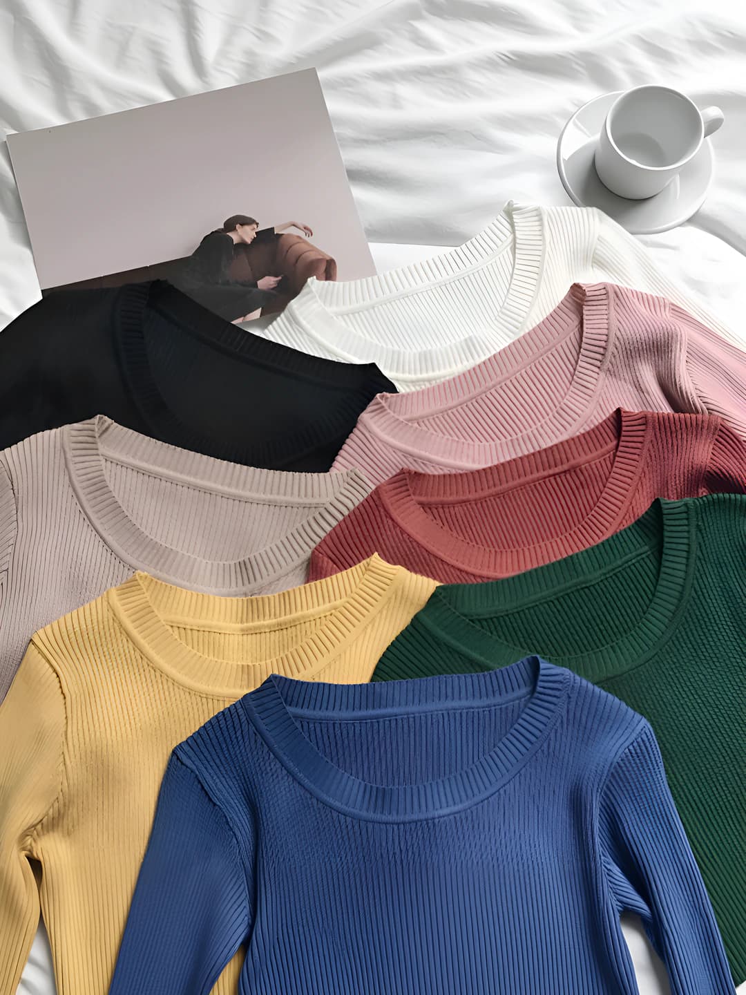 Women's Korean style autumn-winter knit sweater, stretch, long sleeve, mock neck, slim fit, slimming, solid colour