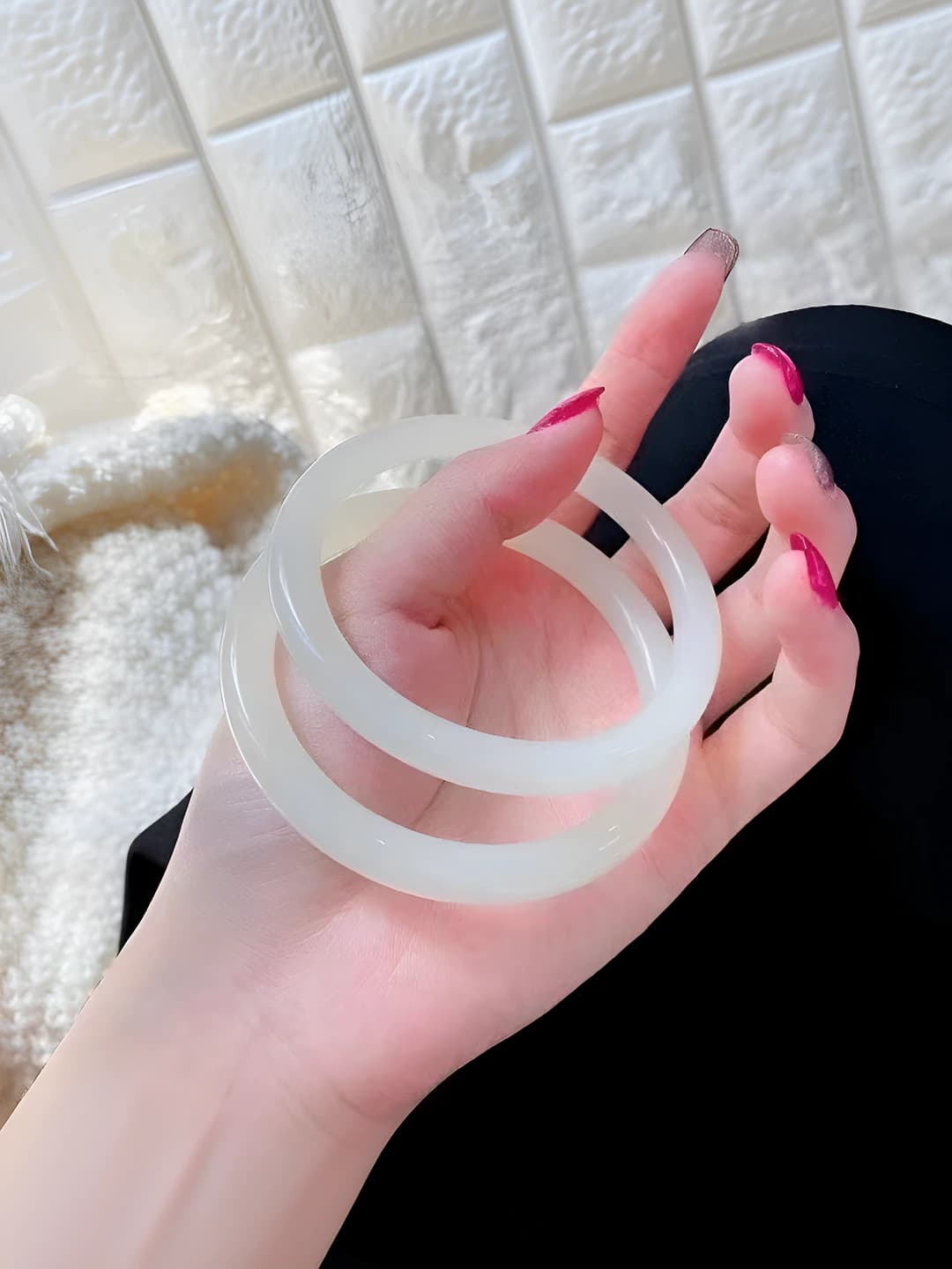 No. 8 thick bracelet, jade white, 60 mm