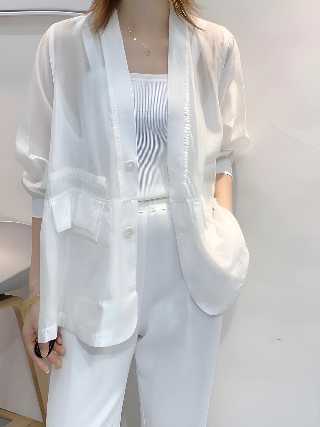 Women's plus size summer thin sun-protective loose fit blazer outerwear (jacket)