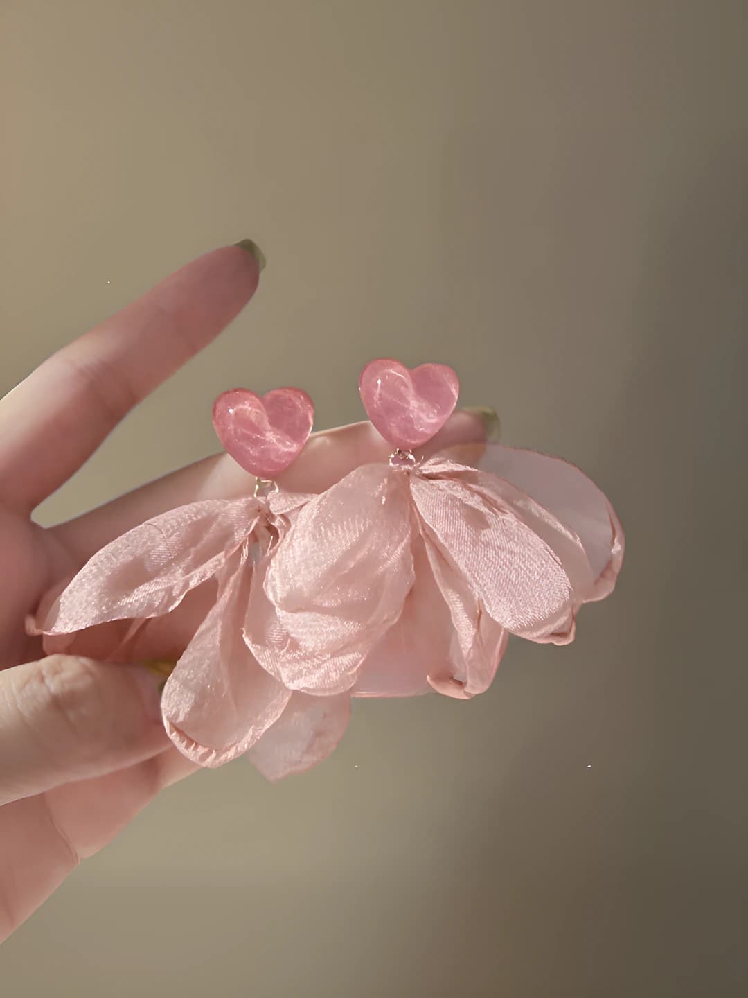 Chiffon heart earrings