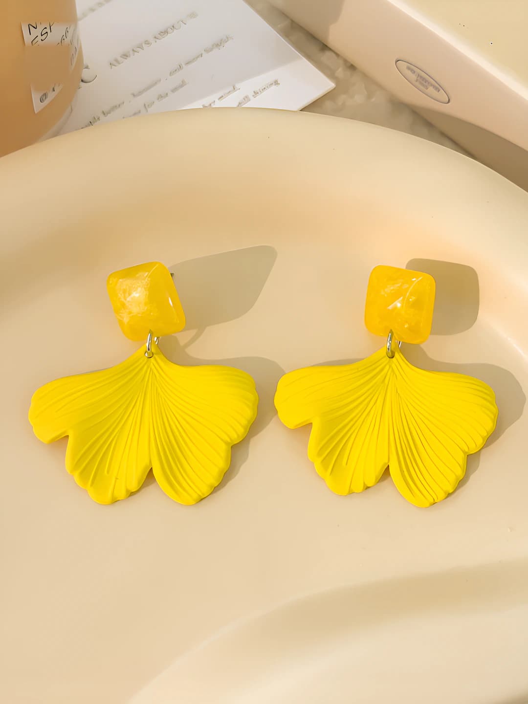Yellow maple leaf studs, 925 silver