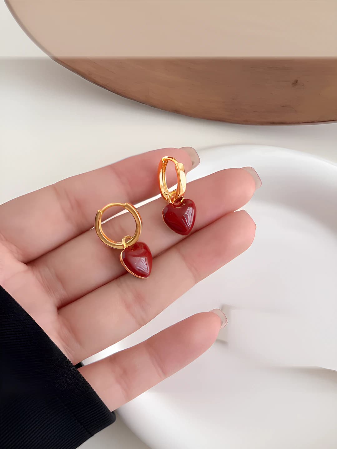 Red heart earring