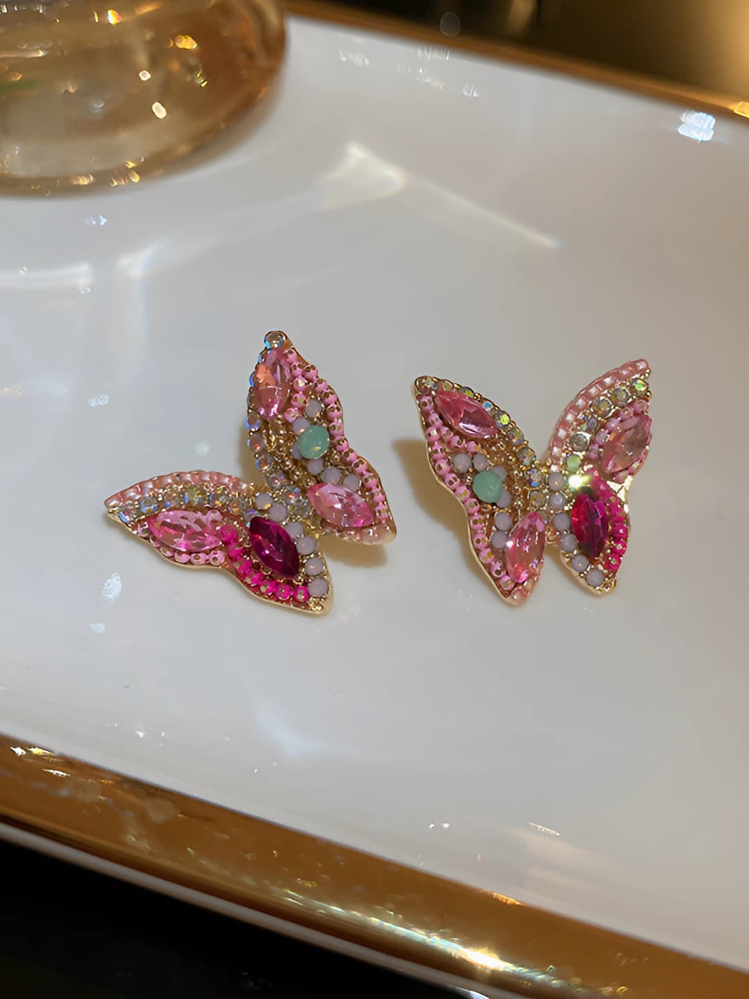 77# Silver - Pink butterfly