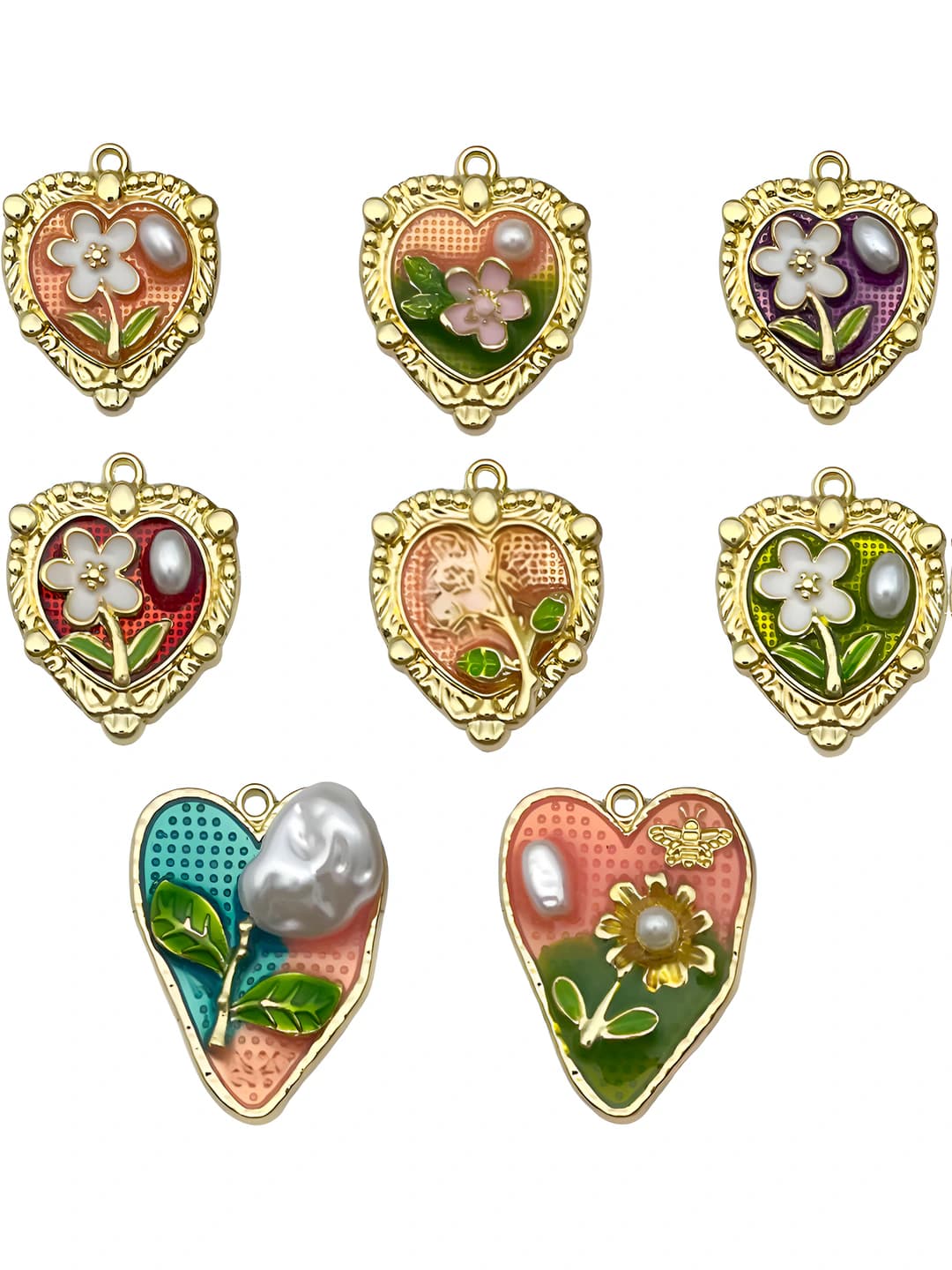 8 pcs mixed, heart, floral, 29 g