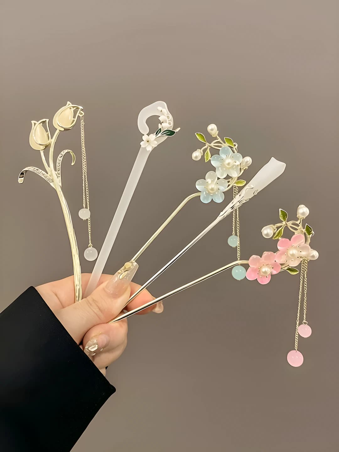 Women's hairpins and bobby pins, geometric, metal, handmade, Korean style