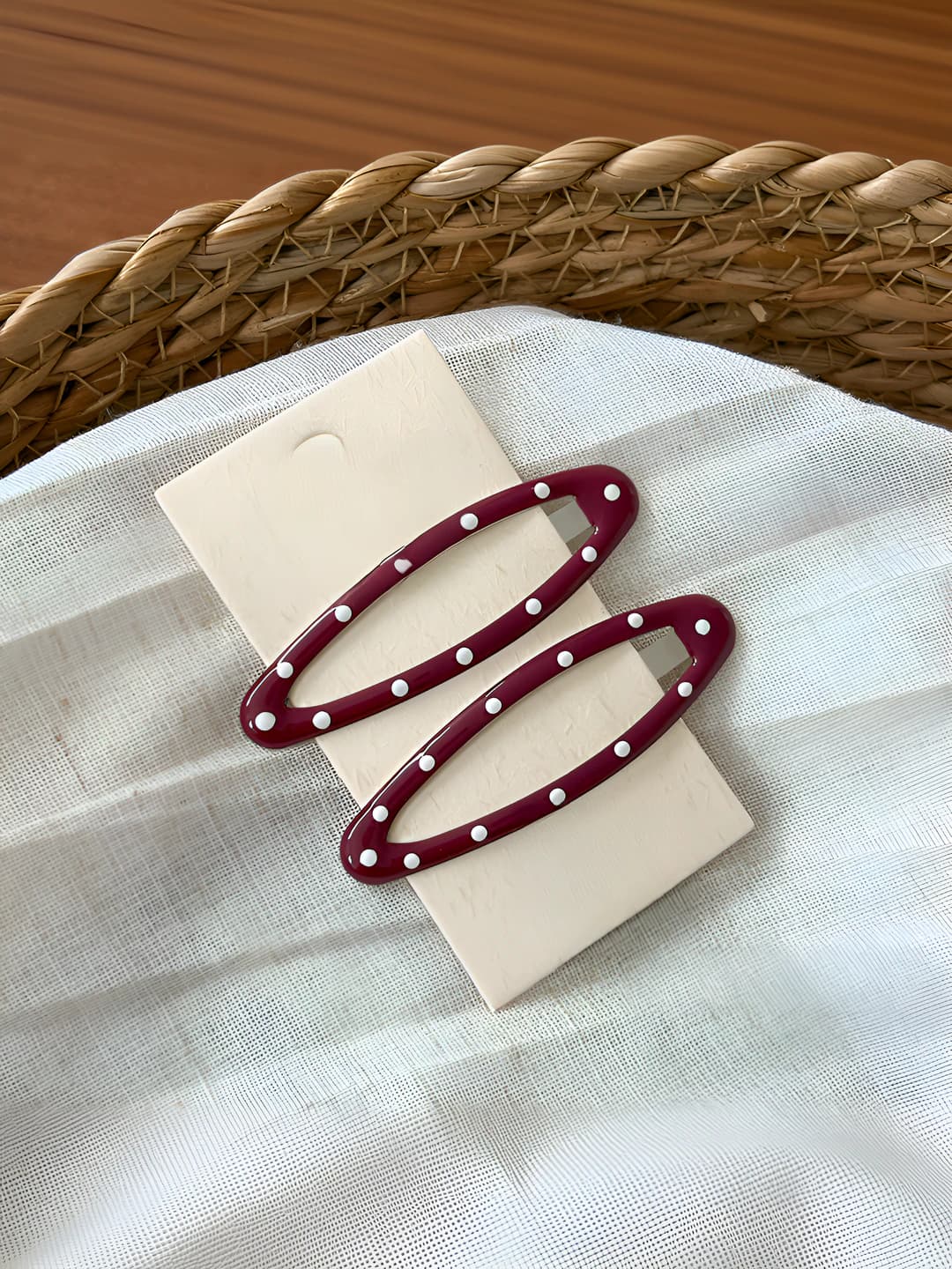 Red polka dot hair clip 2 pcs