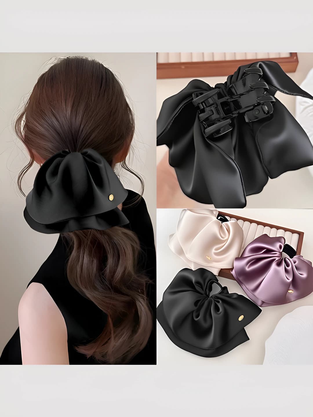Women's satin hair clips and combs: handmade, fan-shaped, casual style