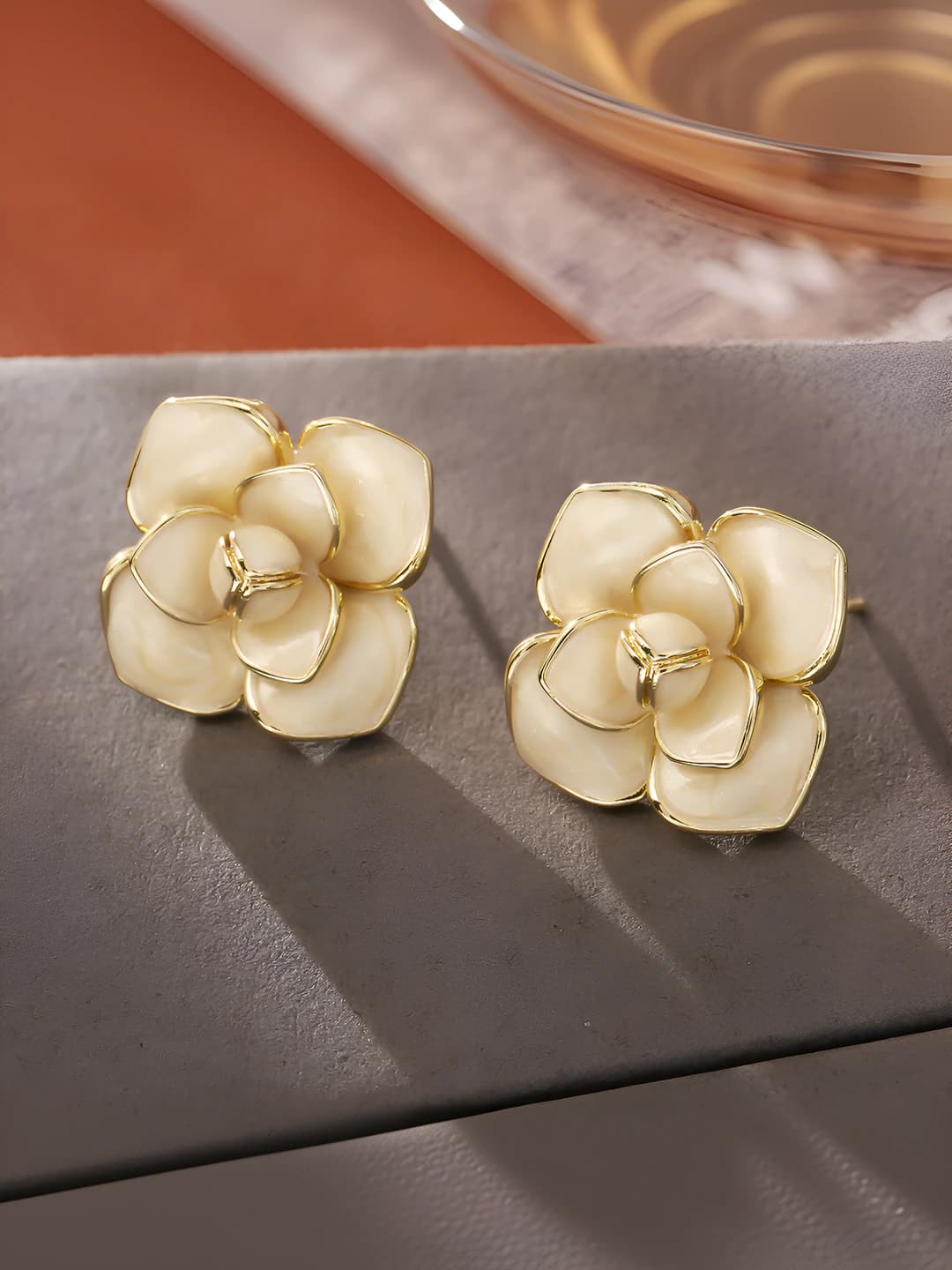 White Camellia Studs (S925)