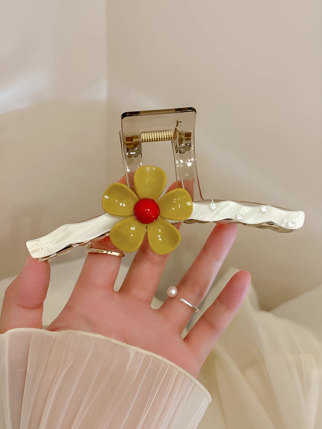 Yellow large floral - double-sided accessory
