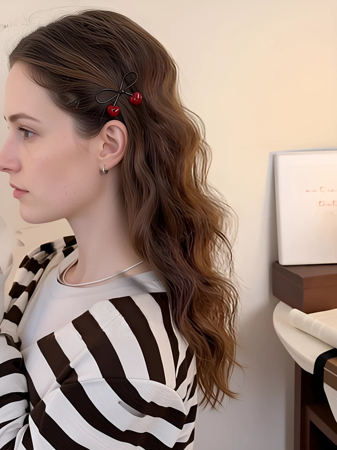 3# Single [Red heart] bow hair clip