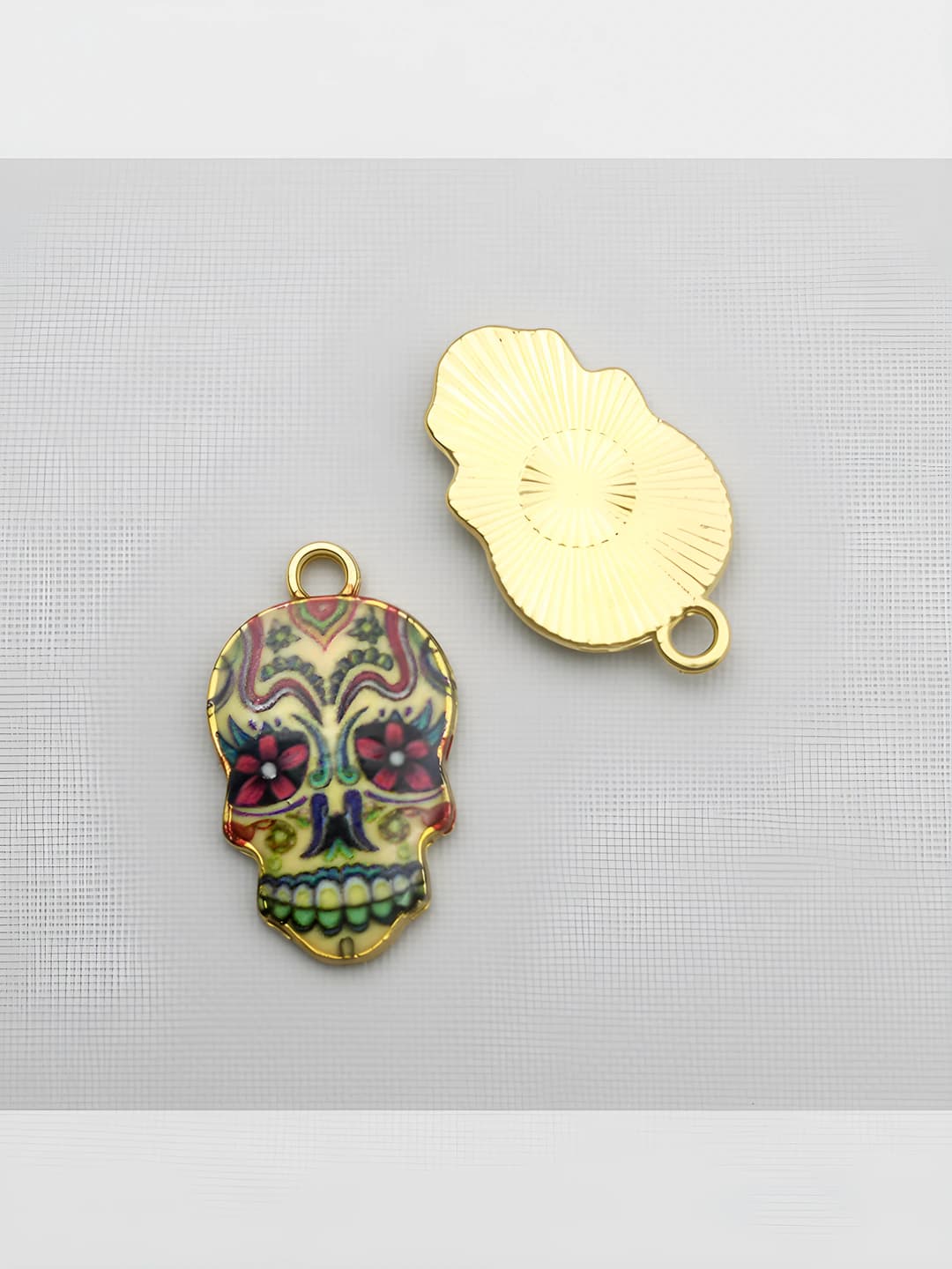 1 шт KC золото, принт Хэллоуин, череп, 14x22mm, 1.1g, 12471