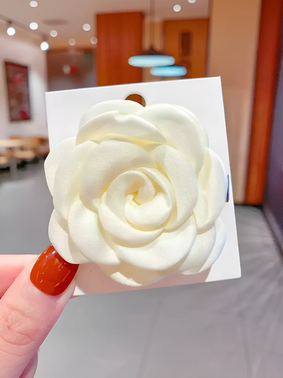 Satin camellia clip